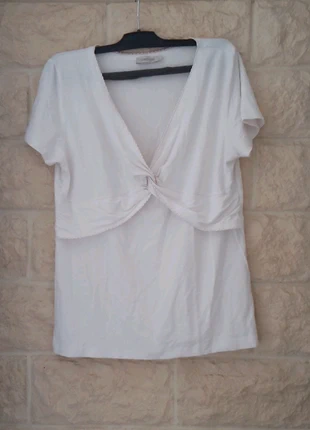 Joli t-shirt blanc 🌺 avec croisement devant 🌺 lewinger 🌺 Taille 1, marque: Lewinger, état: Très bon état, taille: S / 36 / 8, 1,00 €, 1,75 € Protection acheteurs incluse