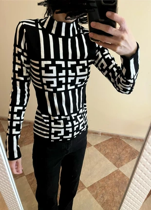 Jersey blanco y negro geométrico, marque: Local, état: Très bon état, taille: S / 36 / 8, 3,00 €, 3,85 € Protection acheteurs incluse