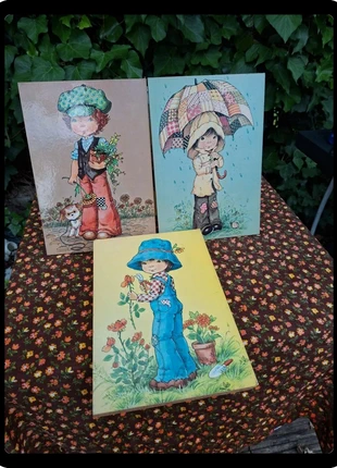 Lot 3 tableaux muraux vintage 70s enfants illustrés rétro déco, marque: Vintage, état: Bon état, 9,00 €, 10,15 € Protection acheteurs incluse