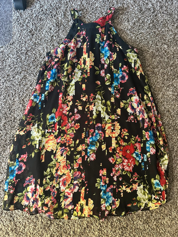 Betsey Johnson Women Dress 6 Floral Chiffon Halter Lined Zipper Pleated Elegant 2