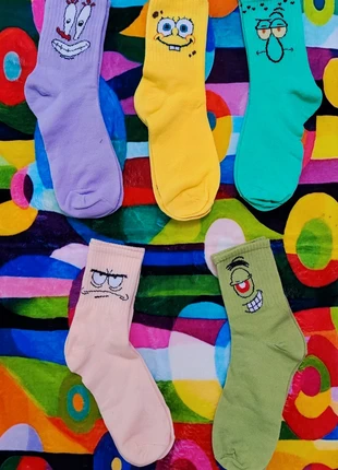 Lot de 5 chaussettes Bob l’Éponge neuves et ultra colorées 🌈., condition: New without tags, size: M | 39–42, €8.50, €9.63 includes Buyer Protection