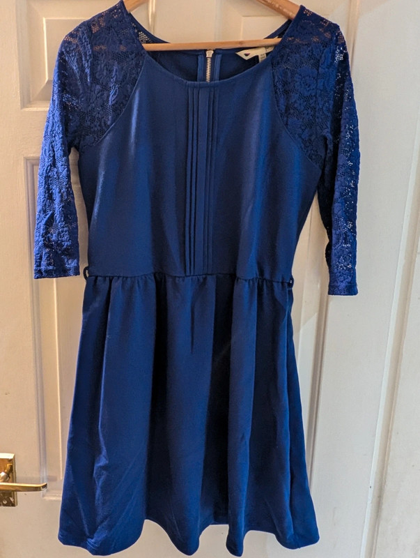 Yumi Blue Dress with Lace Sleeves Size 14 B3 Vinted