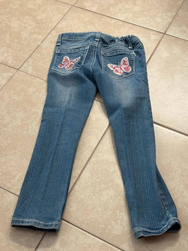 Toddler girl Denim Blue Butterfly Jeans size 5 2