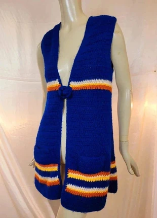 Gilet cardigan main vintage 70 seventies vest bohemian sleeveless jumper 36 38 S M, marca: Vintage Chic, estado: Muito bom, tamanho: M / 38 / 10, €28.00, €30.10 inclui Proteção do Comprador