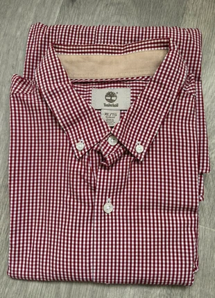 Chemise Timberland à Carreaux Vichy (Rouge/Bordeaux et Blanc taille XL slim fit, marque: Timberland, état: Très bon état, taille: XL, 19,00 €, 20,65 € Protection acheteurs incluse