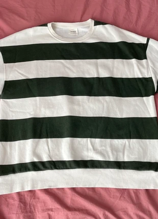 Sweat rayé blanc & vert sapin, brand: Pull & Bear, condition: New without tags, size: XL / 42 / 14, €7.00, €8.05 includes Buyer Protection