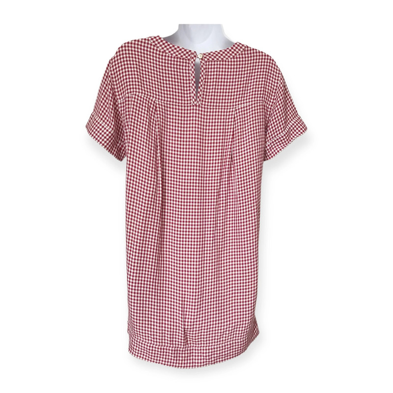 Madewell Filmscore Gingham Short Sleeve Dress, Size XXS, Red 2