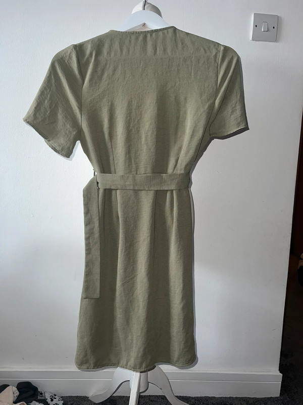 Primark khaki green wrap summer dress size 8