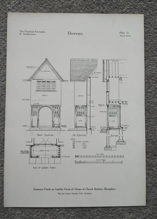 Entrance porch - house in church stretton, shropshire - antique print - 1928, brand: NO LABEL, condition: Good, £8.99, £10.14 includes Buyer Protection Pro
