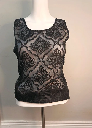 Black Heavy feel Sheer Lace Effect Top, brand: Top Vintage, condition: Very good, size: L / 40 / 12, €6.00, €7.00 includes Buyer Protection