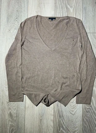 Pull col V Tommy Hilfiger femme beige taupe coton logo poitrine chic basique classique S, marque: Tommy Hilfiger, état: Très bon état, taille: S / 36 / 8, 15,00 €, 16,45 € Protection acheteurs incluse