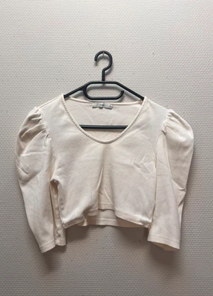 Top crème à manches bouffantes, état: Très bon état, taille: XS / 34 / 6, 15,00 €, 16,45 € Protection acheteurs incluse