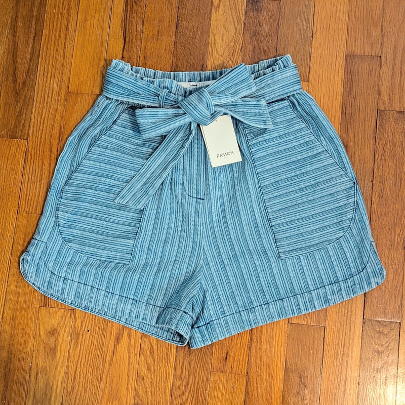 NWT Frnch Paris Anthro Sylvia Shorts Tie Waist Blue Striped Size S 1