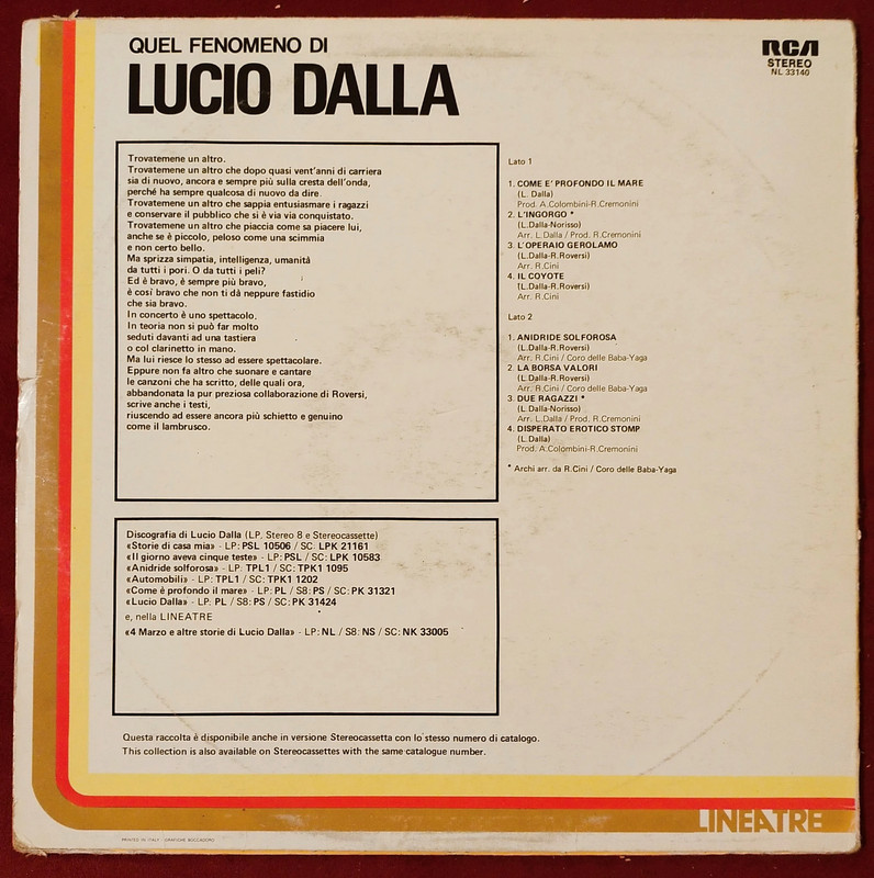 disco in vinile 33 giri Lucio Dalla - Quel Fenomeno di Lucio Dalla