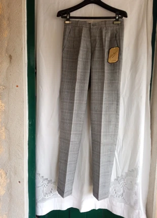 Calças Alfaiataria Pietro Marini | Vintage | Azul-Cinza Clássico | Bainha Virada | Anos 80/90, marque: Vintage Dressing, état: Neuf avec étiquette, taille: W26 | FR 36, 29,00 €, 31,15 € Protection acheteurs incluse