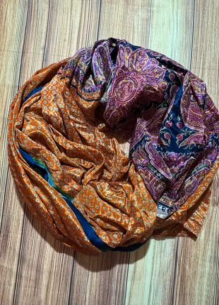 💟 Foulard soyeux orange et violet à motifs orientaux (023), zustand: Sehr gut, 5,00 €, 5,95 € inklusive Vinted-Käuferschutz
