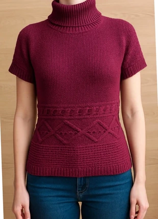 Pull col roulé manches courtes Camaïeu prune (T2 / M), brand: Camaïeu, condition: Very good, size: M / 38 / 10, €8.00, €9.10 includes Buyer Protection