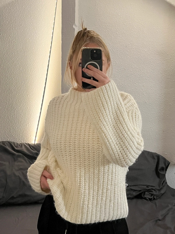 Pull blanc blanc en maille 1