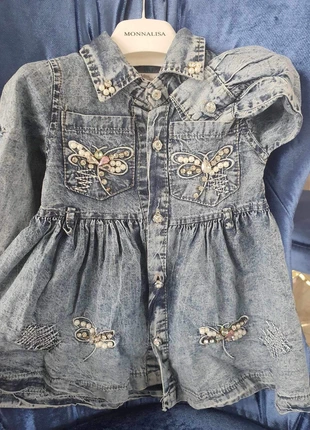 Nieuw spijkerjurk jeans jurk šaty suknelė dress robe vestir vestito vestido Kleid sukienka, staat: Nieuw zonder prijskaartje, maat: 6-9 maanden / 68 cm, € 15,00, € 16,45 inclusief Kopersbescherming