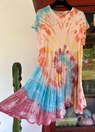Robe coton lin tie and dye bohème chic style Prettywire Toscandjoe, état: Neuf sans étiquette, taille: Taille unique, 45,00 €, 47,95 € Protection acheteurs incluse