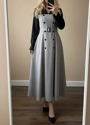 Robe trench élégante bicolore noir et gris, style chic intemporel, marca: Liora Paris, estado: Muy bueno, tamaño: S / 36 / 8, 50,99 €, 54,24 € Protección al comprador Pro incluida