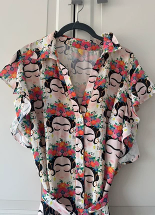 Vestido Vintage Estampado Frida Kahlo, marca: Original, estado: Muito bom, tamanho: M / 38 / 10, €35.00, €37.45 inclui Proteção do Comprador