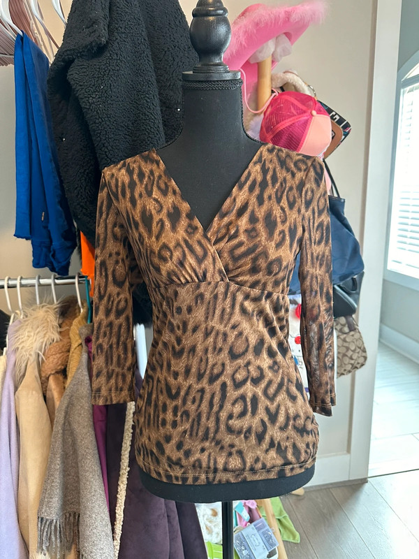 Y2k cheetah print mesh blouse 1