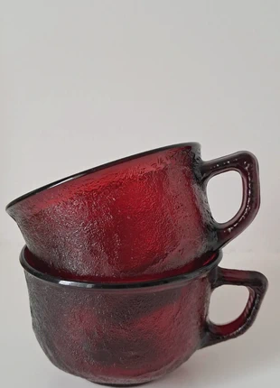 Lot de 2 tasses Arcoroc rouge givré vintage- verre texturé, marque: Arcoroc, état: Très bon état, 10,00 €, 11,20 € Protection acheteurs incluse
