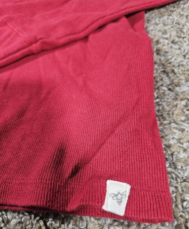 Burt'S Bees Baby Thermal Men Xl Red Henley Ls Organic Cotton 2