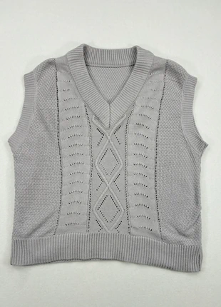 Pull sans manches Vintage Y2K ajouré col V gris perle – Taille M, zustand: Sehr gut, größe: M / 38 / 10, 19,90 €, 21,60 € beinhaltet Vinted-Käuferschutz Pro