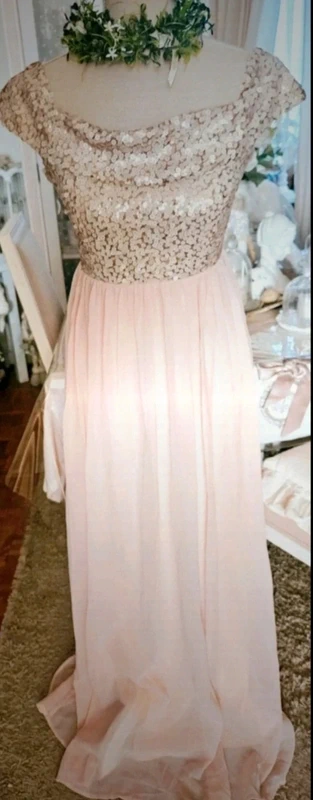 Robe de soirée avec sequins abricot Boohoo Taille 38 Neuve - photo numéro 5