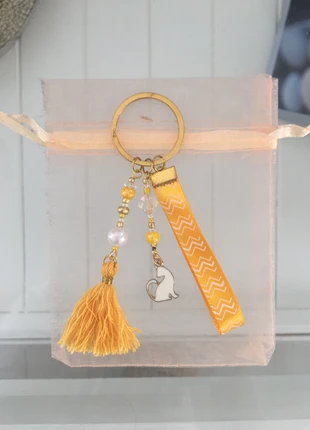 Portecles bijou de sac avec chat jaune et doré, état: Neuf avec étiquette, 4,00 €, 4,90 € Protection acheteurs incluse