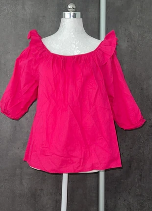 Blouse rose fuchsia à volants épaules dénudées - camaïeu, brand: Camaïeu, condition: New without tags, size: L / 40 / 12, €3.00, €3.85 includes Buyer Protection