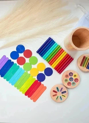 Grand double Tri de couleurs bâtonnets ronds colorés en bois, marca: Montessori, estado: Novo sem etiquetas, tamanho: 24-36 meses / 92 cm, €16.90, €18.45 inclui Proteção do Comprador Pro