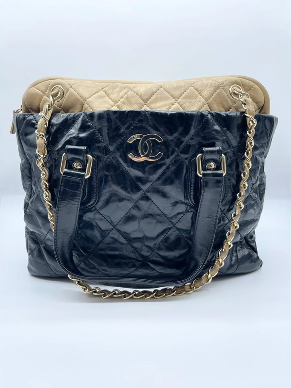 Chanel Large Black Beige Classic Portobello Executive Tote Bag