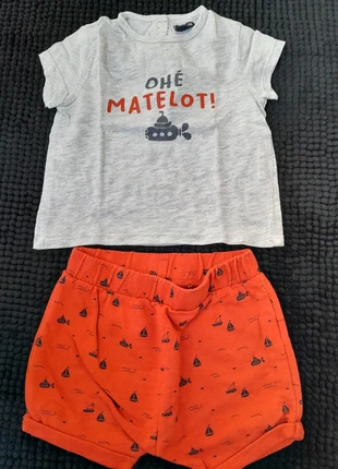 Ensemble short tee shirt, marque: Kiabi, état: Bon état, taille: 6-9 mois / 68 cm, 3,00 €, 3,85 € Protection acheteurs incluse