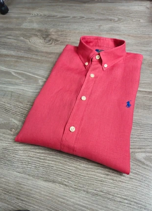 Chemise Ralph Lauren en Lin  homme taille S rouge logo bleu avec QR code |D25, brand: Ralph Lauren, condition: New without tags, size: S, €77.90, €82.50 includes Buyer Protection Pro