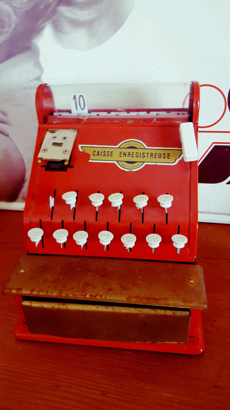 Ancienne caisse enregistreuse marchande jouet vintage métal jeu enfant  France