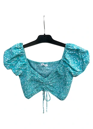 Top a fiori turchese estivo, marque: Terranova, état: Neuf sans étiquette, taille: S / 36 / 8, 6,00 €, 7,00 € Protection acheteurs incluse
