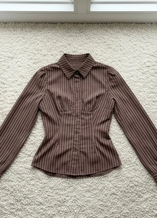 Chemise marron à rayures en coton, marque: Vintage Dressing, état: Très bon état, taille: S / 36 / 8, 37,90 €, 40,50 € Protection acheteurs incluse