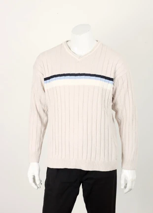 Pull col V BRICE – beige à rayure bleue et marine – taille 6 (XL), marca: Brice, estado: Muy bueno, tamaño: XL, 15,00 €, 16,45 € Protección al comprador incluida