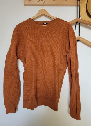 Pull COS coton maille tricot en point de riz couleur rouille / camel taille L, merk: COS, staat: Veelgebruikt, maat: L, € 9,00, € 10,15 inclusief Kopersbescherming