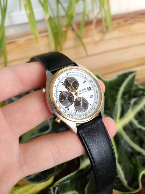 Zegarek Seiko Chronograph 7T32-7C60 Quartz Tachymeter Day Date Alarm Timer analog rare watch panda | Vinted