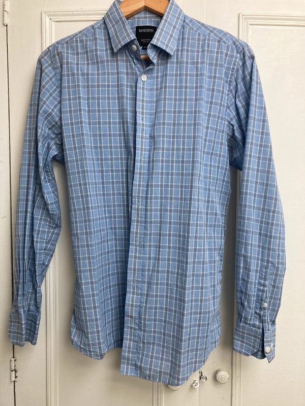 Men’s checked button-down blue shirt 1