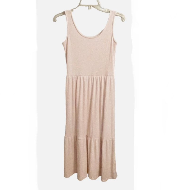 Daily Ritual Ribbed Tiered Dress XS Light Pink 1