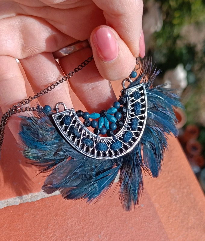 Collier bohème hippie à plumes promod 2