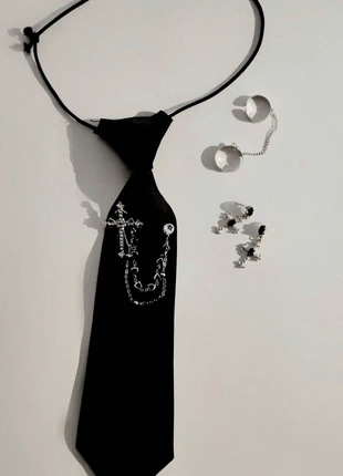 Lot de 2 accessoires cravate boucles d'oreilles bague à chaînes, marca: goth, estado: Nuevo con etiquetas, 18,75 €, 20,39 € Protección al comprador incluida