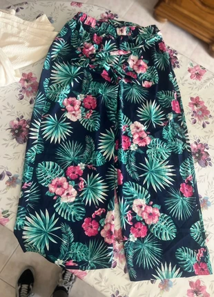 Pantalon jambes large motif tropical, marca: Shein, estado: Nuevo sin etiquetas, tamaño: XL / 42 / 14, 5,50 €, 6,48 € Protección al comprador incluida