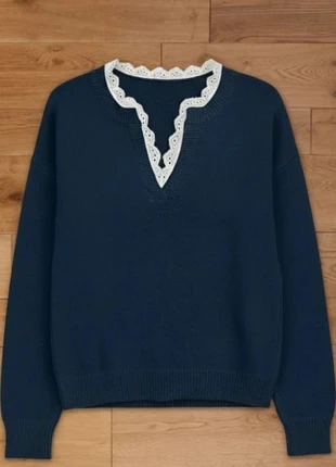 Pull élégant col en V en dentelle Manches longues, style femme, marque: Maison Aurèle, état: Très bon état, taille: M / 38 / 10, 50,77 €, 54,01 € Protection acheteurs incluse