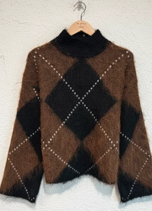 Pull col roulé motif losange marron et noir, marque: Étoile couture, état: Très bon état, taille: M / 38 / 10, 38,00 €, 40,60 € Protection acheteurs (Pro) incluse